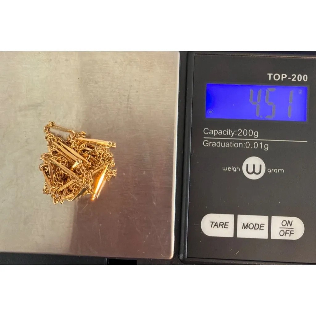 Vintage Accents Hallmark Gold Tone Chain Necklace Textured Bar Links 30" Estate - Image 5