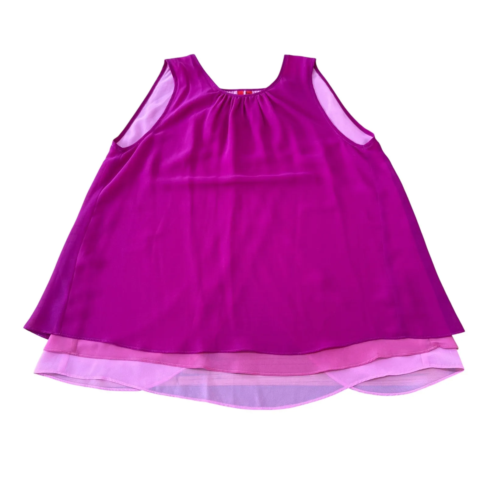 Sleeveless Pink Purple Layered‎ Chiffon Blouse Top - Image 2