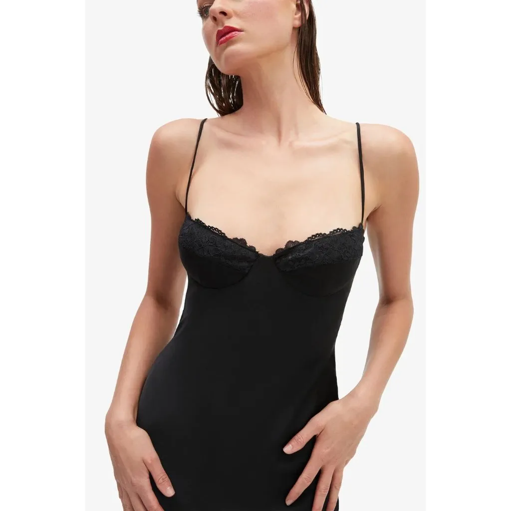 Bardot Sabina Midi Dress in Black 12 Womens Satin Cocktail Party - Image 12