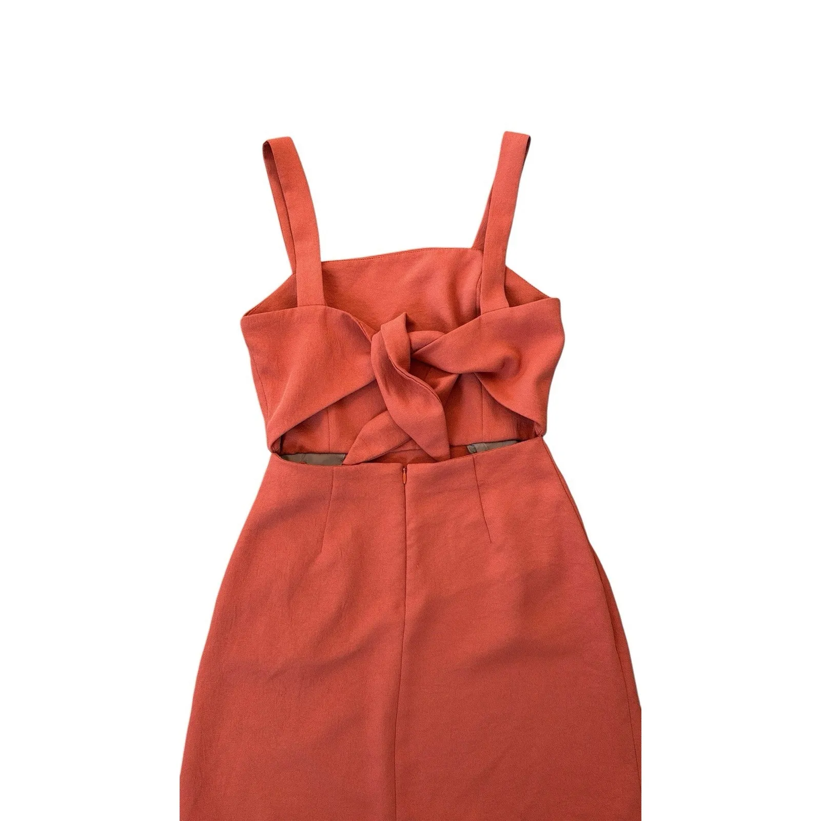 Aritzia Wilfred Ecoulement Tie Cut Out Peep Back Mini Dress Orange Womens Size 2 - Image 9