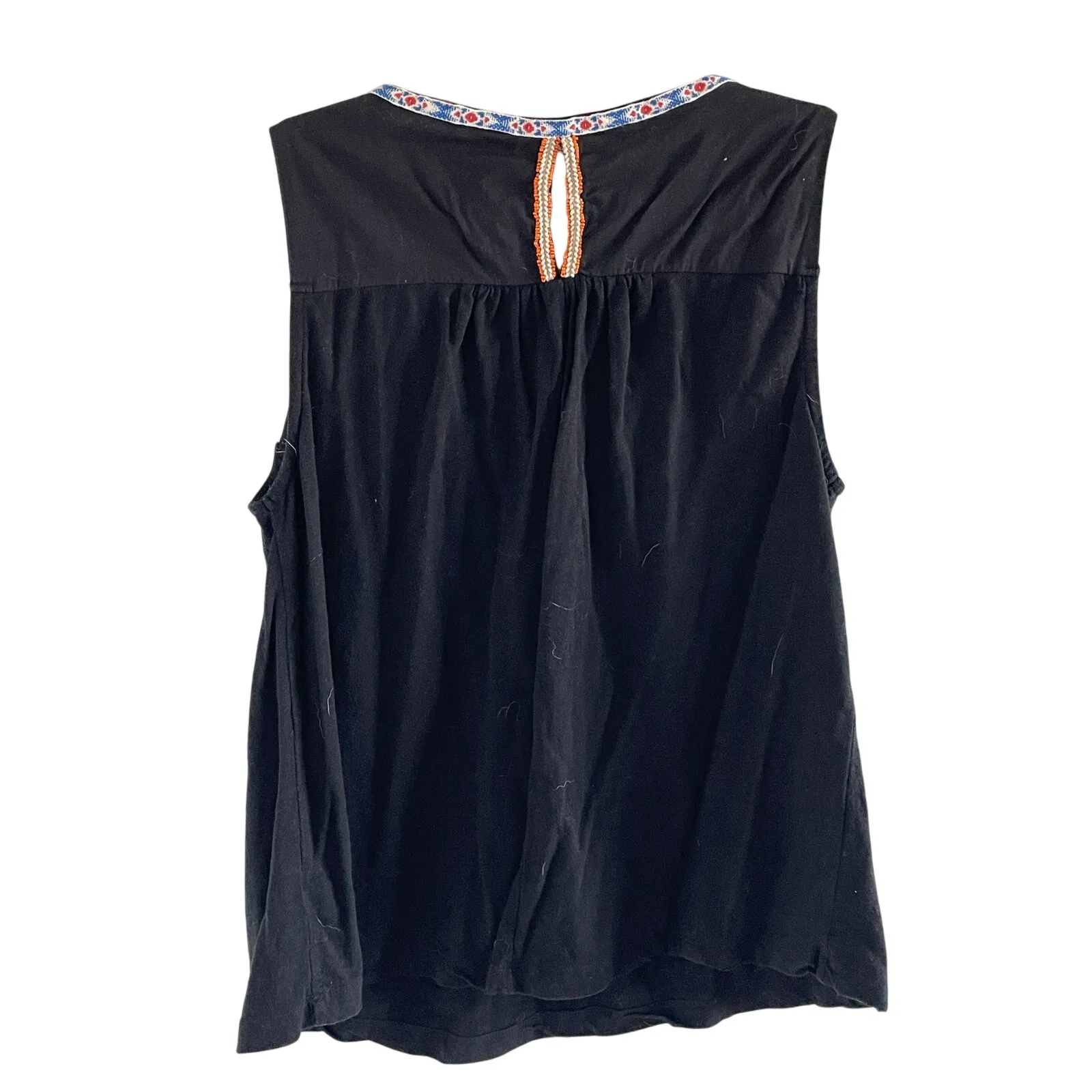 Anthropologie Akemi + Kin Black Embroidered Boho Beaded Top Small - Image 7