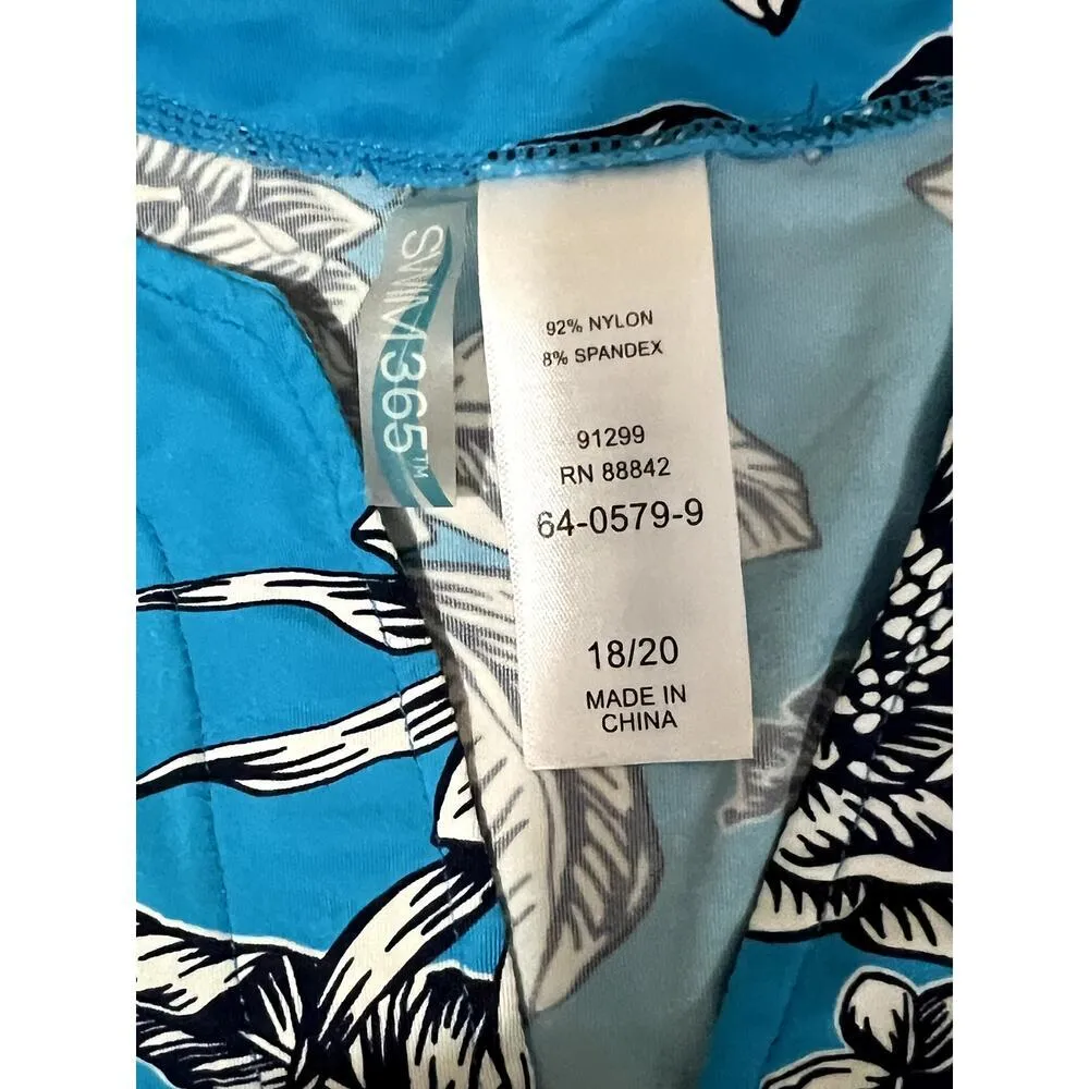 Swim 365 swim shirt size 18/20 bule floral v - Image 5