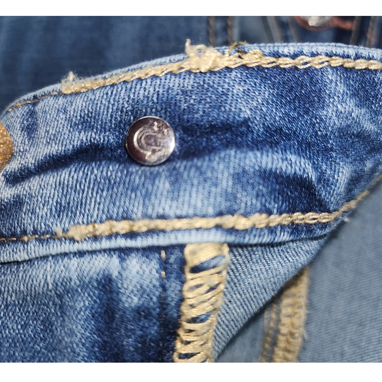 True Religion Halle Flap Skinny Raw Jeans - Medium Cloudless Wash Size 31 - Image 10