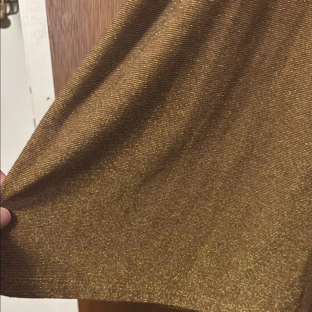 Velvet Torch Gold Pleated Sheath Mini Dress - Image 2