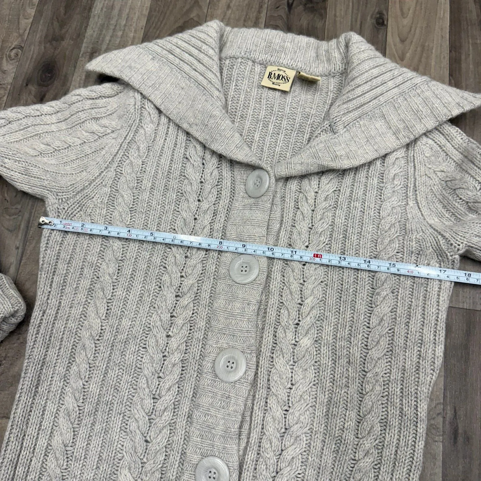 Vintage B Moss Lambswool Angora blend collared sweater cardigan Gray Size M - Image 4