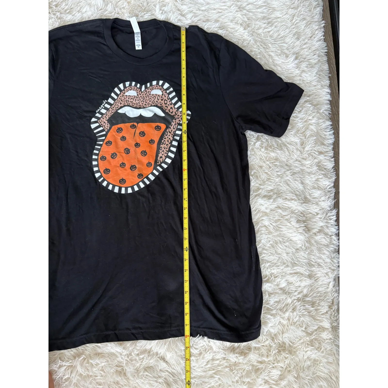 Halloween‎ Rock & Roll Tongue Graphic T Shirt, Black Crew Neck Tee, 2XL Size XXL - Image 4