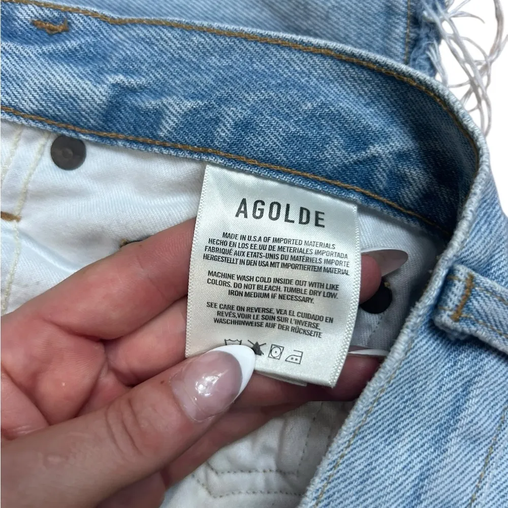 AGOLDE Riley High Rise Straight Crop Jean Button Fly Distressed Knees Size 26 - Image 13