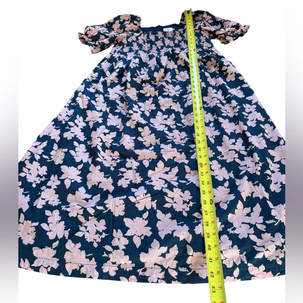 The Nines By Hatch Maternity Midi Dress Navy Pink Floral Smocked Womens Small Blue - Image 15