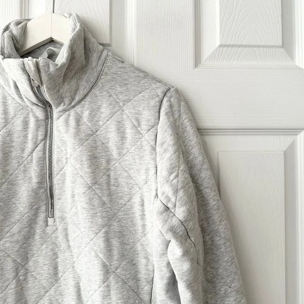 Lululemon Light Grey Forever Warm Quilted Heavyweight Quarter Zip Pullover 8 - Image 4