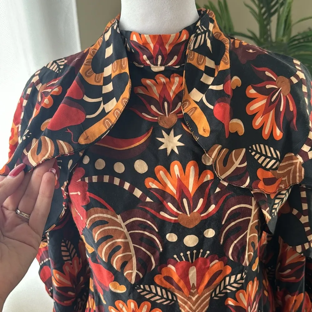 FARM RIO Red Nature Beauty Scarf Backless Midi Dress, Size Small, $270 - Image 10