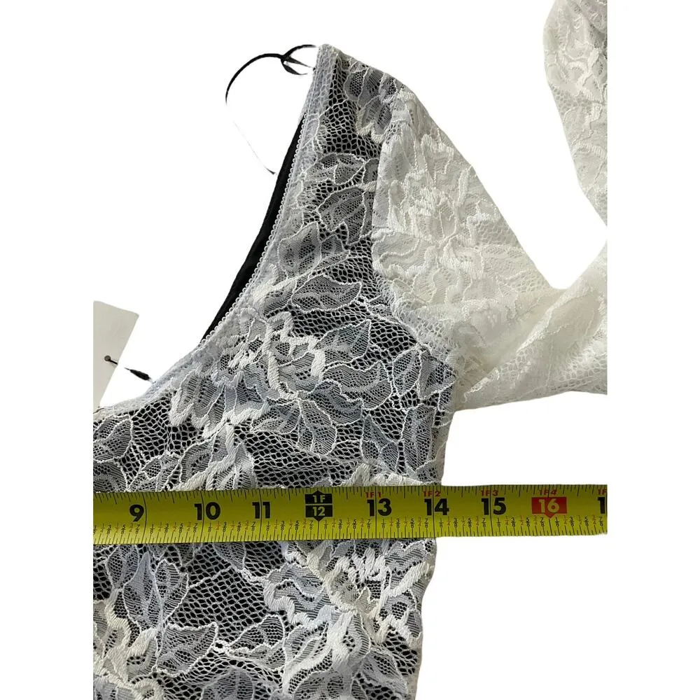 Zara White, Black Lace Bodycon Mini Dress Women Size Large NWT | 57-35 - Image 5