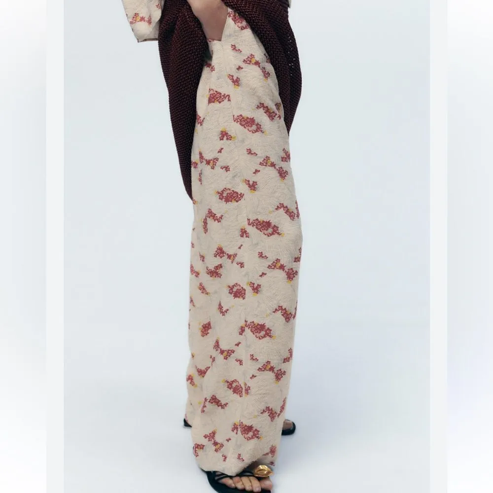 Zara Printed Cuffed Hem Mid-Rise Dress Pants(Size Small) - Image 3