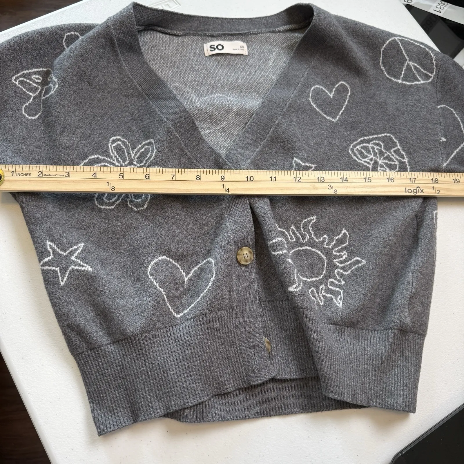 Y2K SO Cardigan Sweater Women XSmall Celestial Boho Cozy Indie Soft Grunge Artsy - Image 7