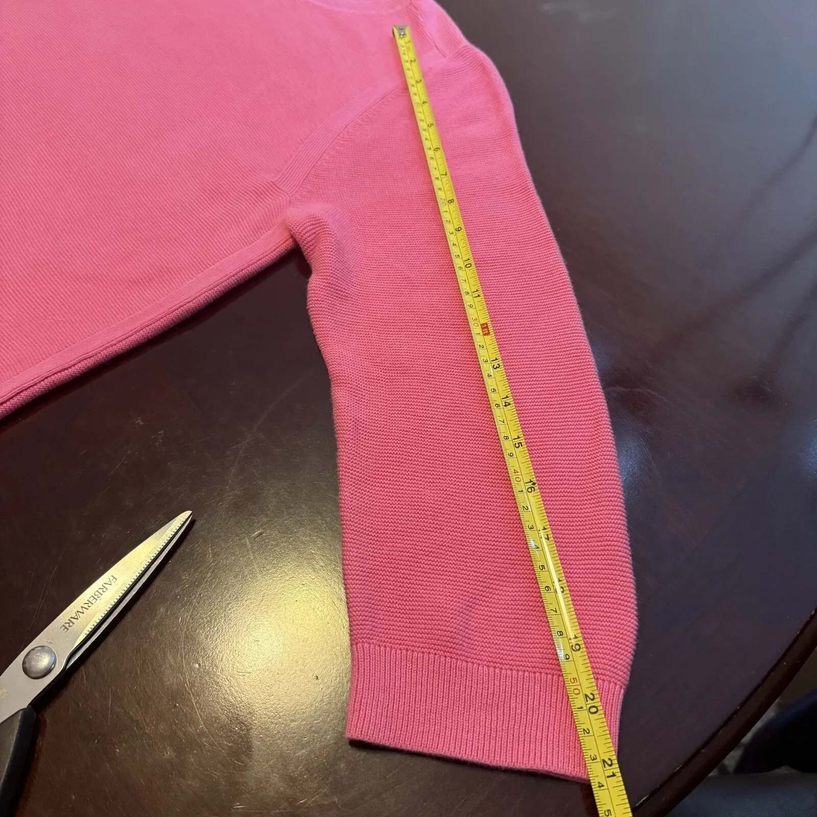 Talbots Pink Tunic Sweater Women's Sz Large Cotton Blend Side Slits 3/4 Sleeve # - Image 7