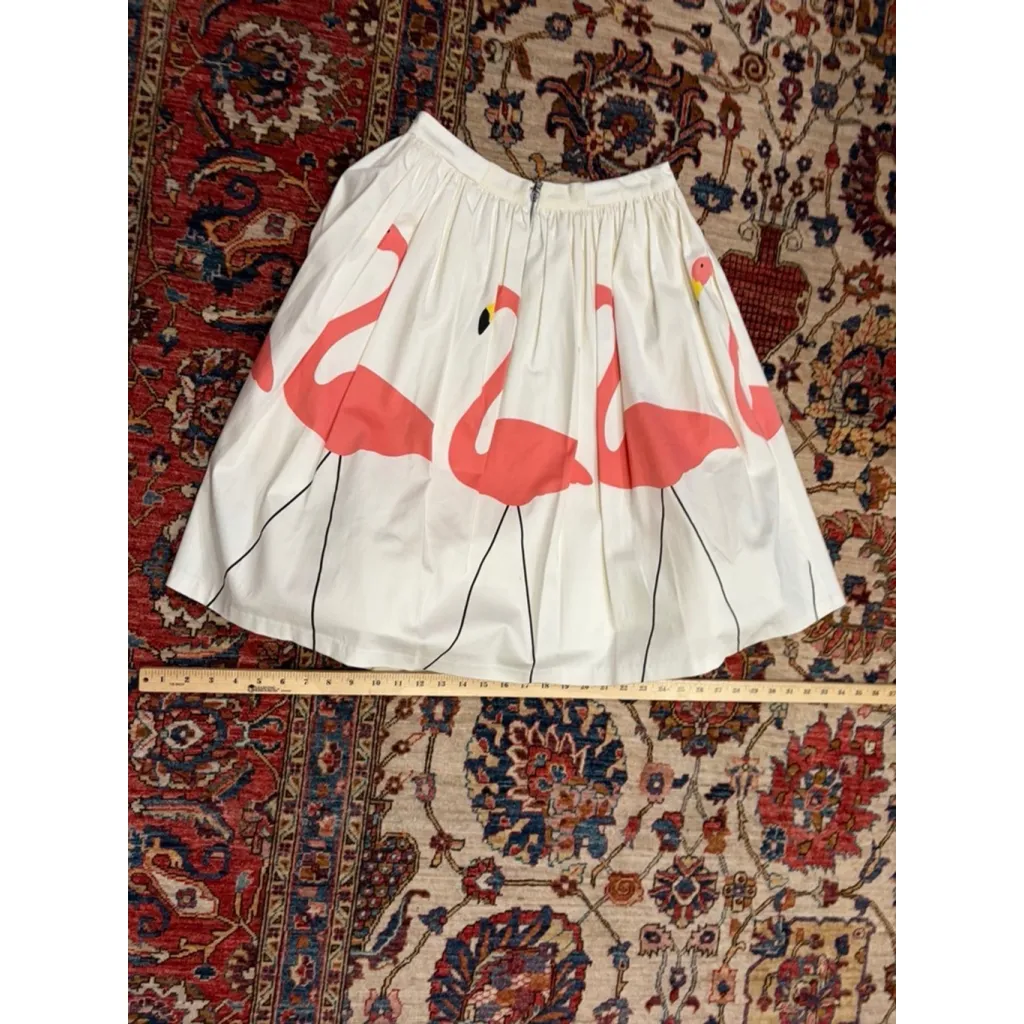Alice + Olivia Hale Midi Flamingo Print Skirt Pink White Bird Animal Midi 10 - Image 10