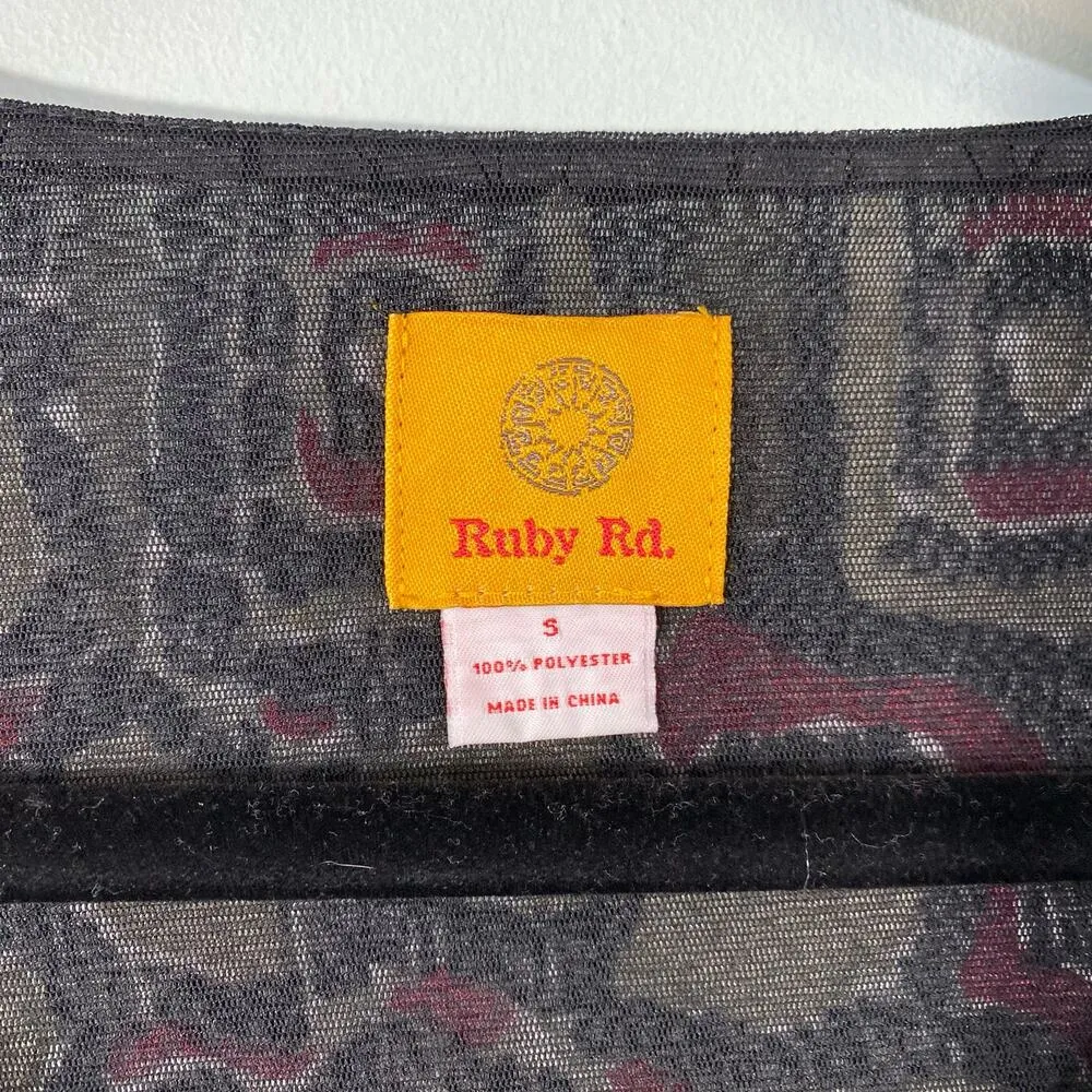 Ruby Rd Women's Red Graphics Quarter Sleeve Neckline Accent Blouse Size S - Image 5