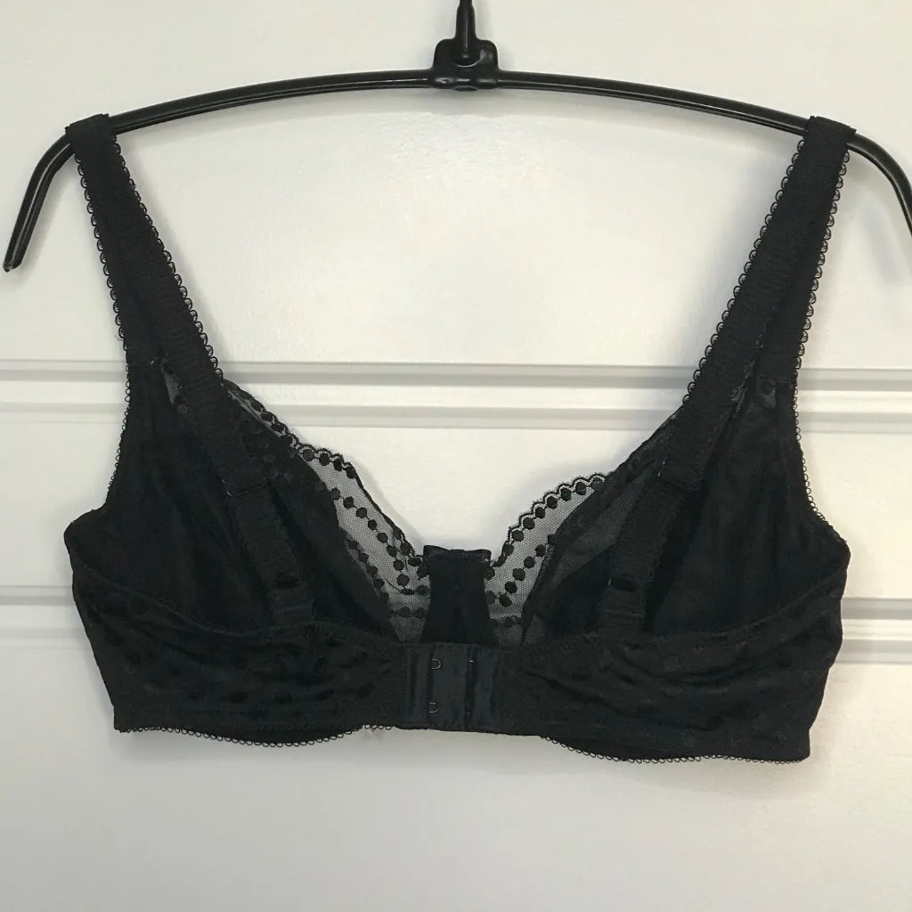 Wacoal Underwire Bra Women's Size 36D Black Polka Dot Semi Sheer Full Coverage - Image 3