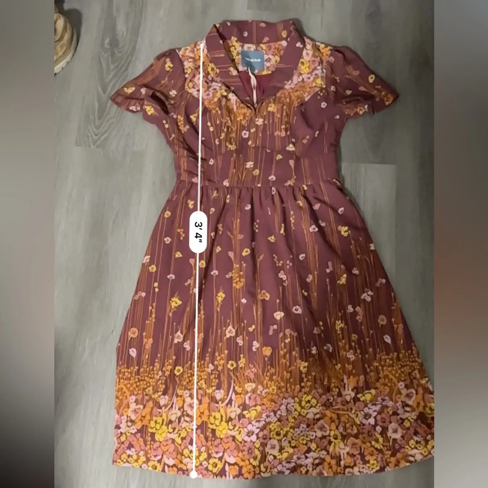 ModCloth Lively Identity Burgundy Floral Short Sleeve Mini Dress Size L‎ NEW - Image 13