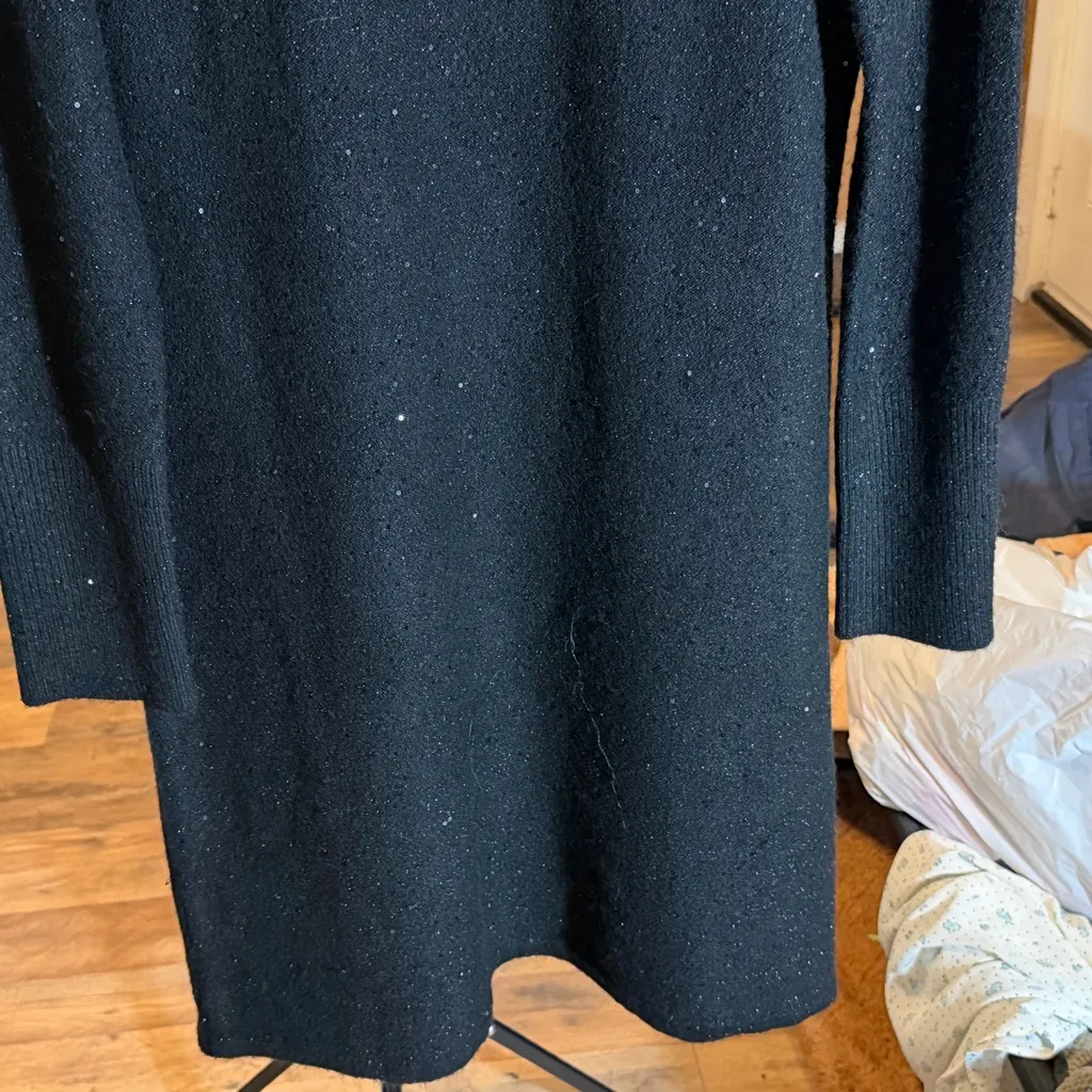 Lily Pulitzer Morgan sequined Black metallic Sweater Dress with Silver Accents L - Image 6