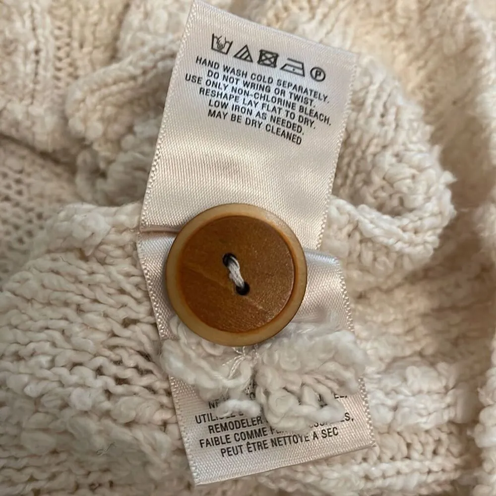 Moth Anthropologie Cream Sweater Womens Small Nubby Boucle Cable Knit Cowl Neck - Image 11