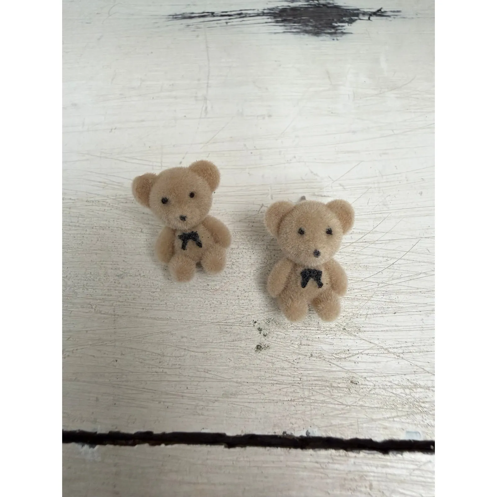 Teddy Bear Earrings Bundle Fuzzy Studs + Iridescent Dangle Hoops Cute Kawaii - Image 8