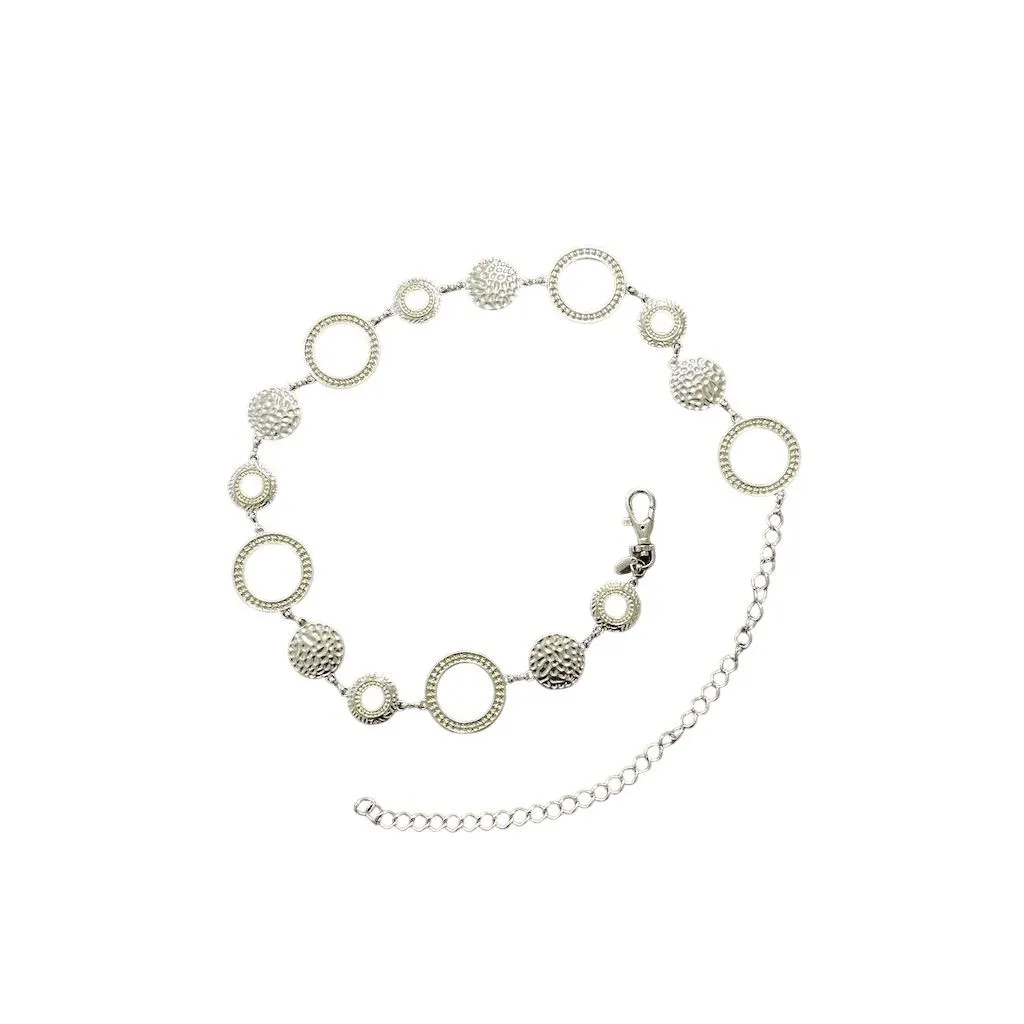 Women's Silver Circle Chain Belt One Size Adjustable - Image 4