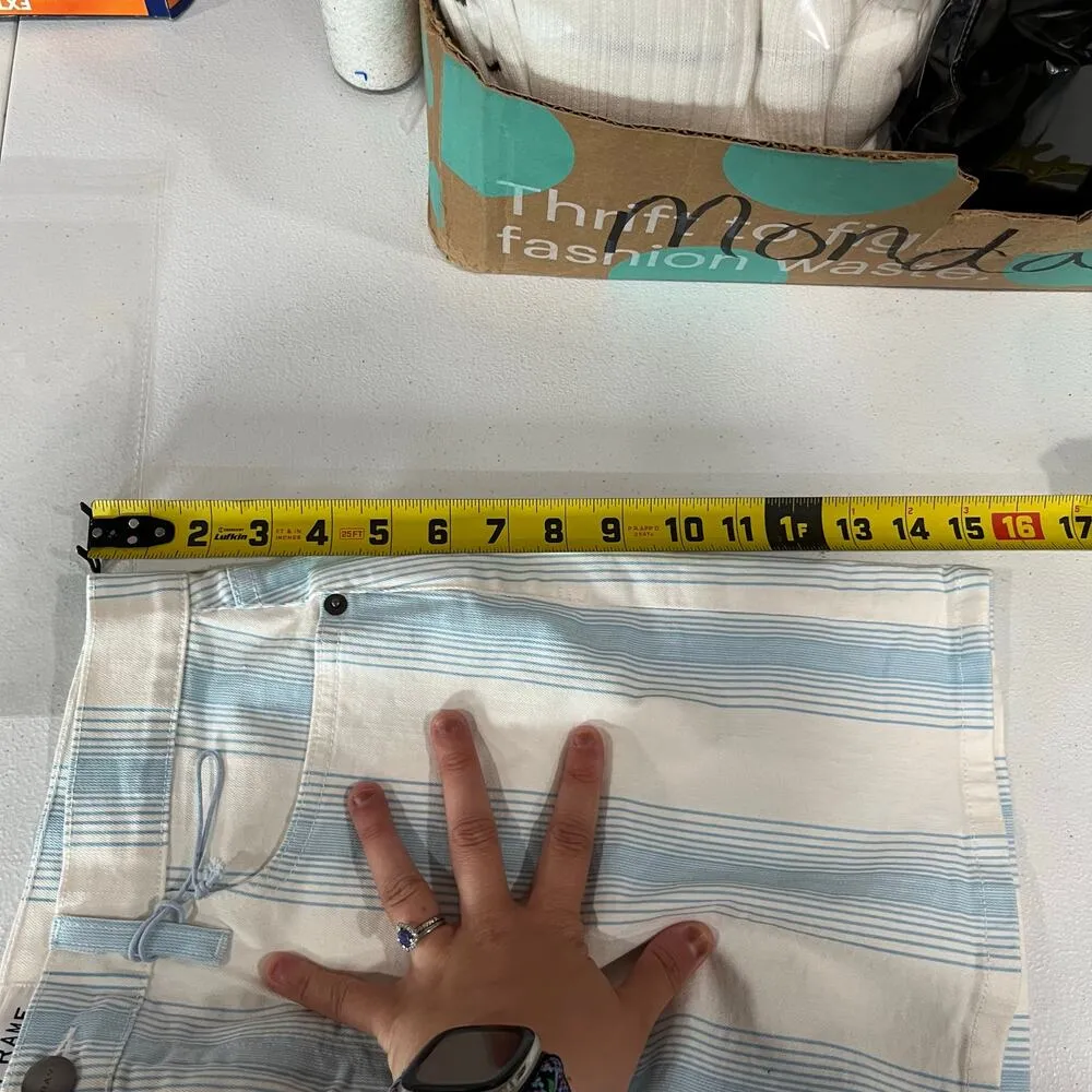 Frame Women's Ombre Blue White Stripes Micro Mini Denim Jean Skirt Size 30 NWOT - Image 6