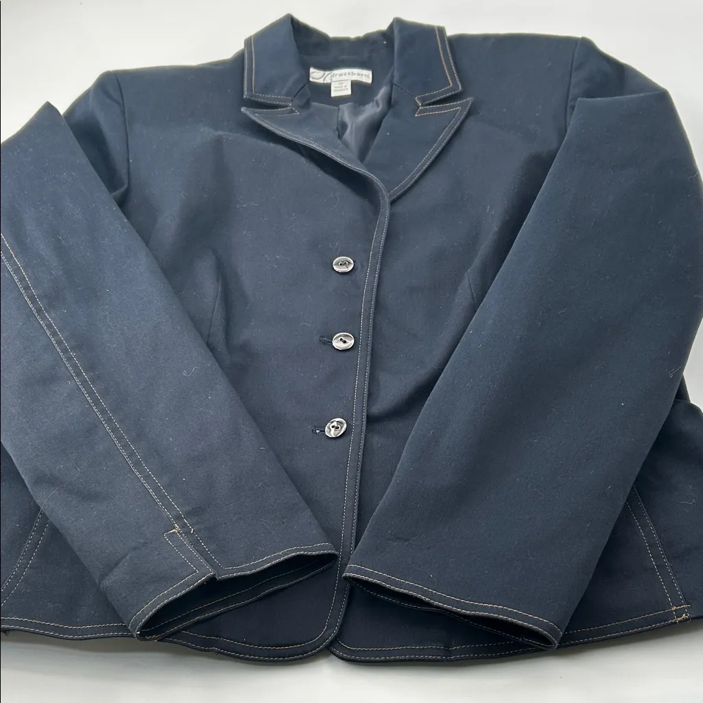 Dress Barn Dark Blue Blazer with Contrast Stitching - Image 12