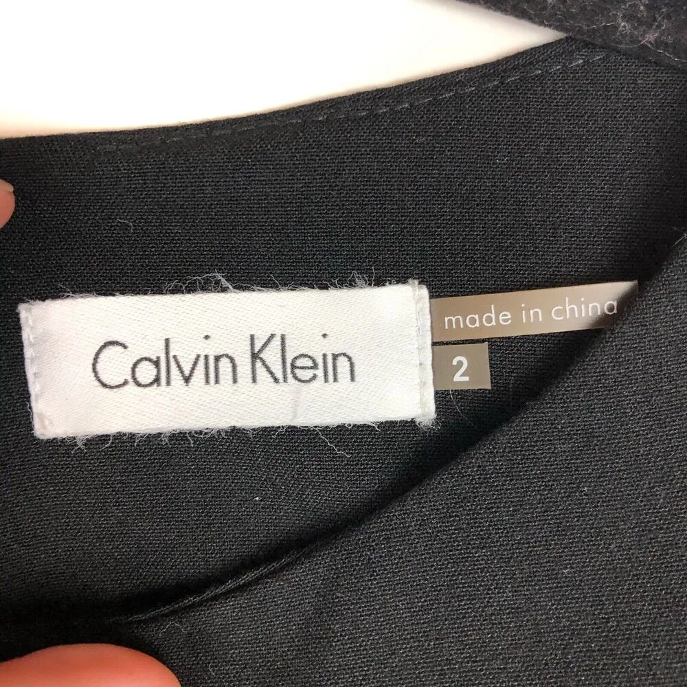 CALVIN KLEIN Black Gold Chain Career Short Dress Size 2 - Image 3