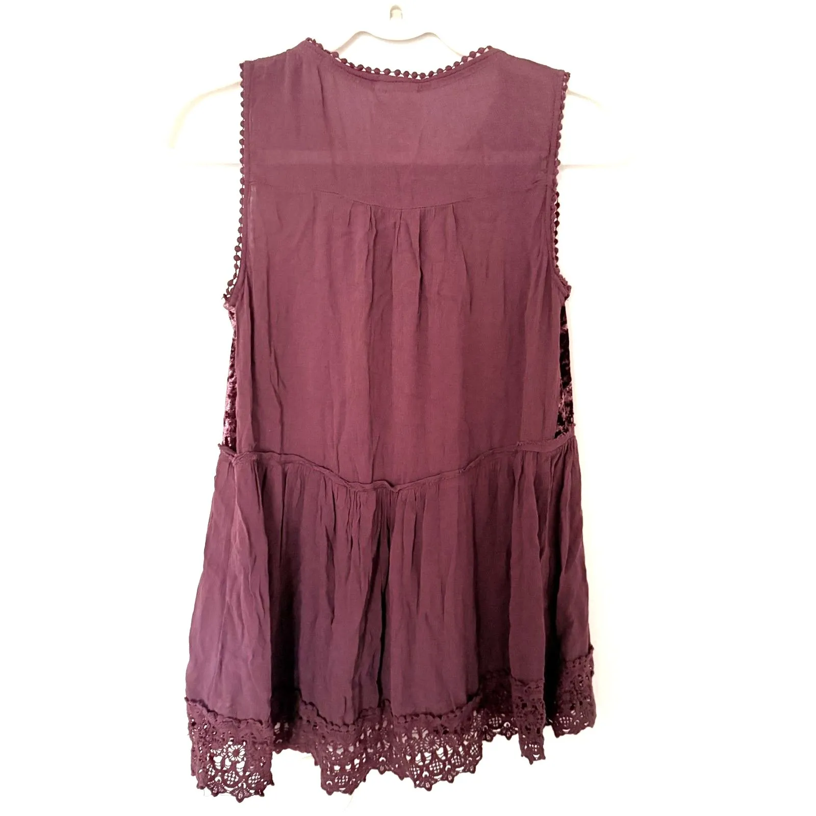 Knox Rose Velvet Lace Sleeveless Flowy Babydoll Y2K Style Boho Top Sz S - Image 2