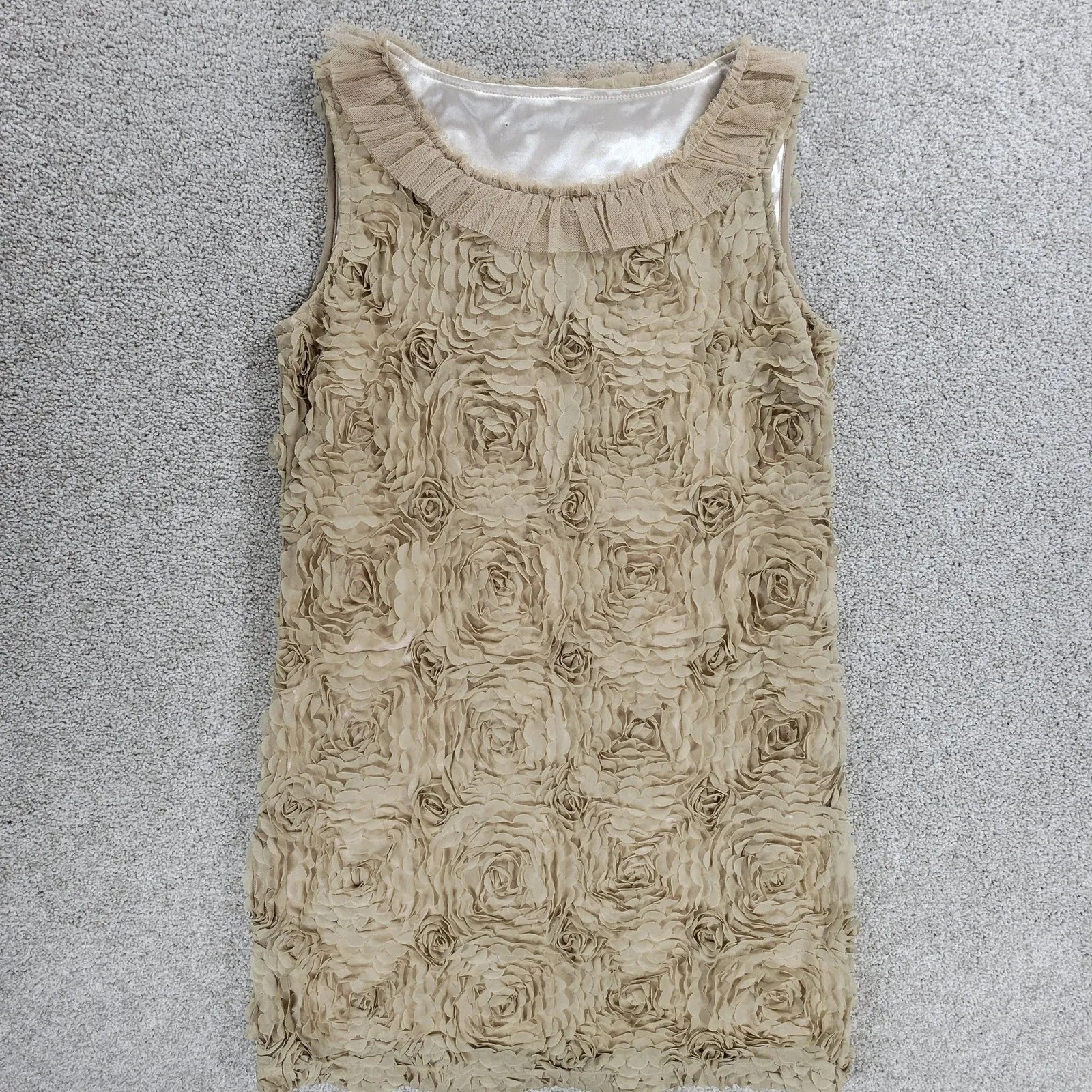 Bloomsbury Shift Dress Womens M Cream Tulle Rosette Floral Cocktail Party Lined Size M - Image 2