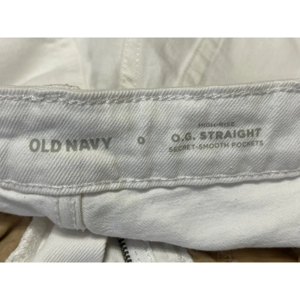 Old Navy High Rise OG Straight Women's White Cuffed Denim Jean Shorts Size 0 - Image 4