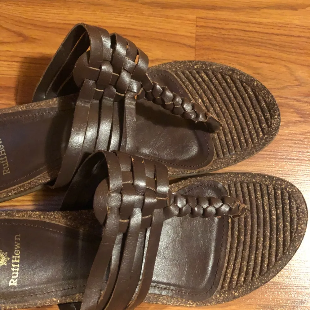 RUFF HEWN Brown Leather Thong Sandals Size 8.5 - Image 4