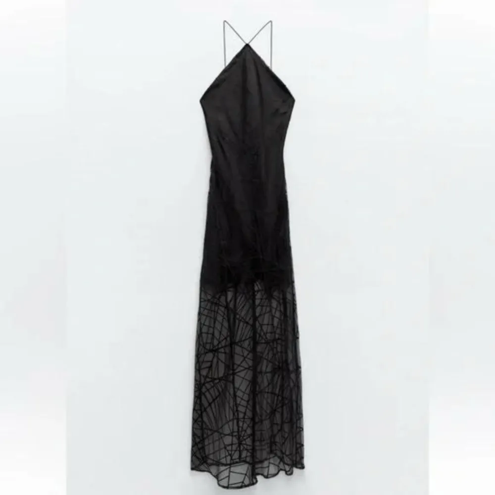 Zara NWT black sheer mesh overlay maxi dress - Image 5