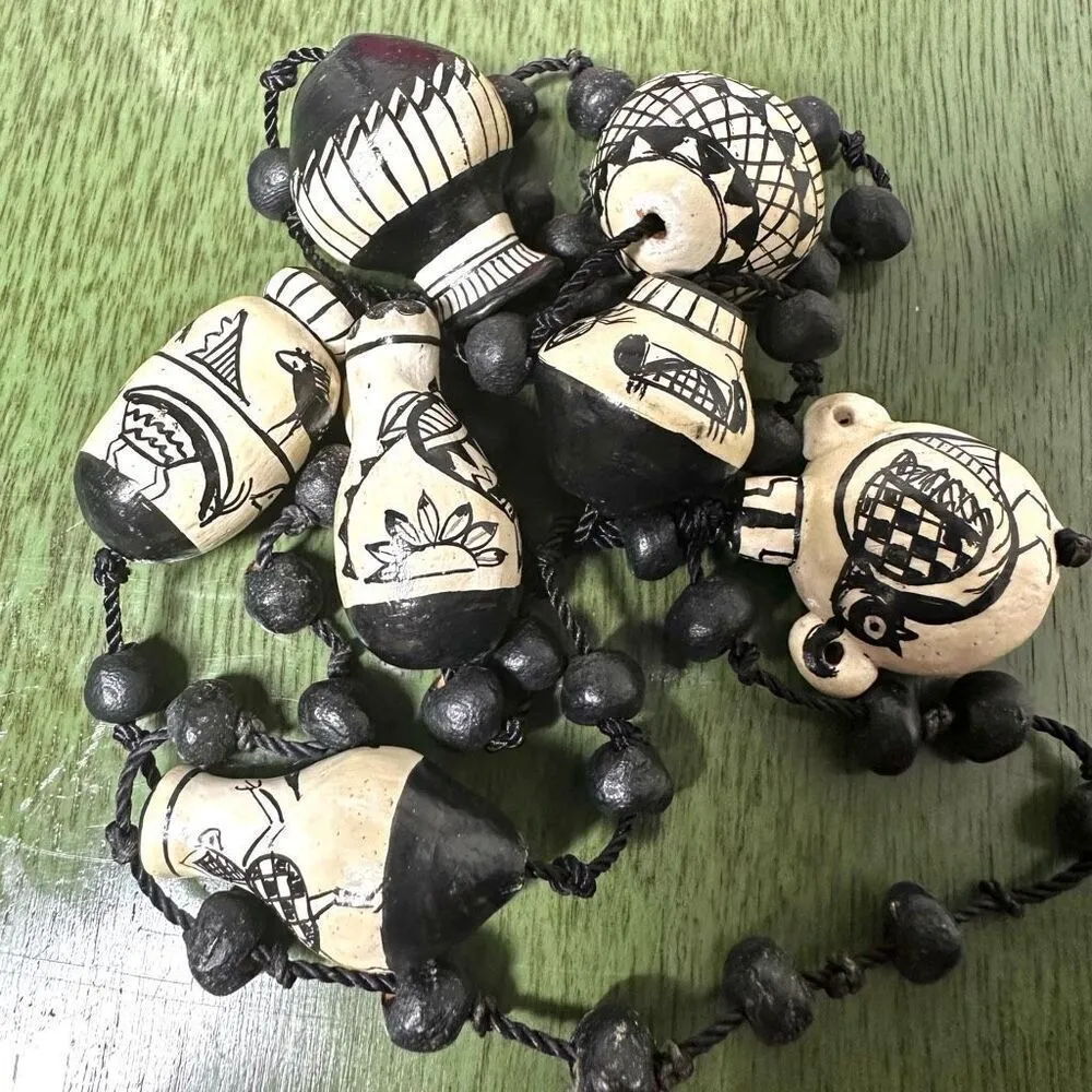 Hand Made Clay Bead Necklace By De Los Reyes Black - Image 9