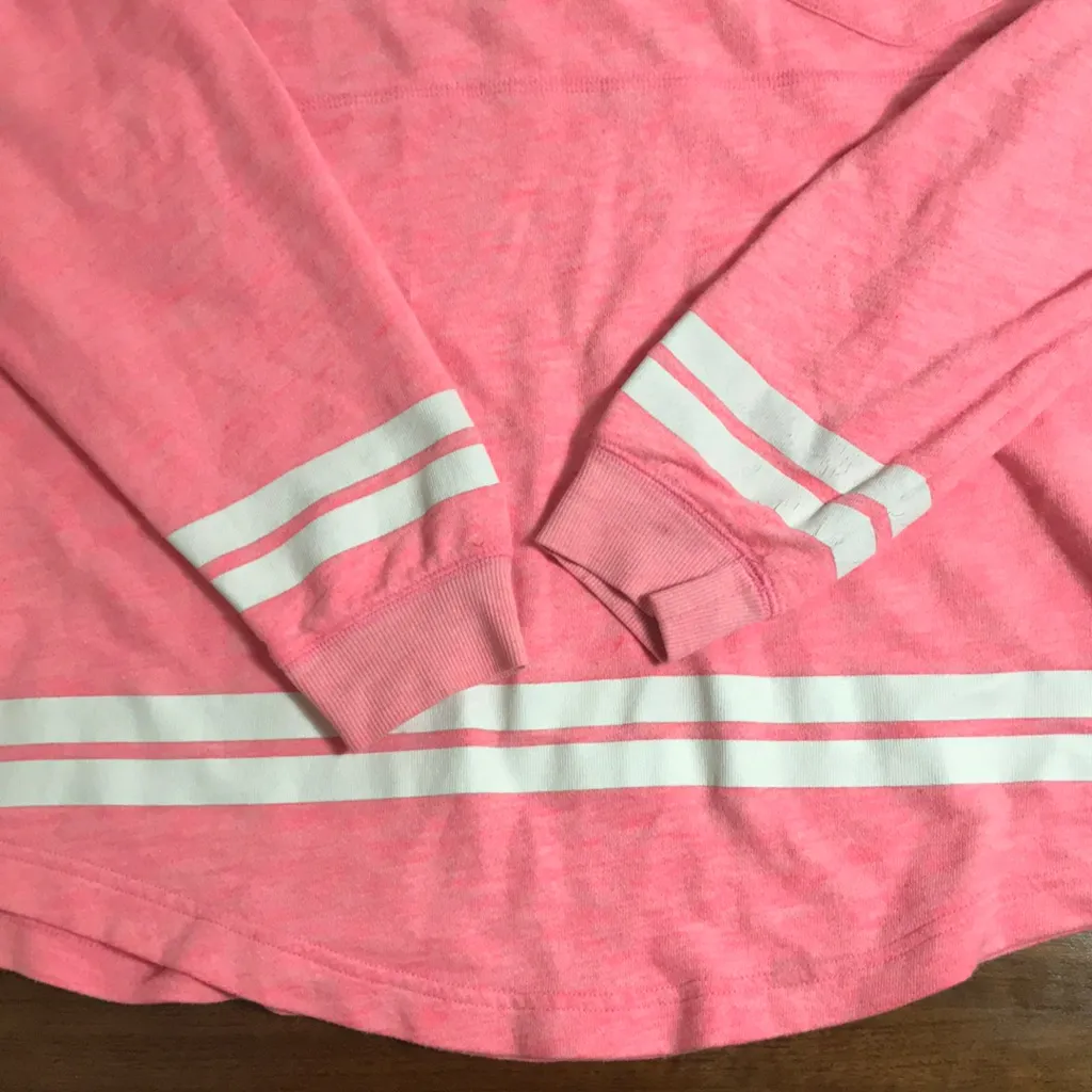 PINK lightweight football stripe sweatshirt - Image 2