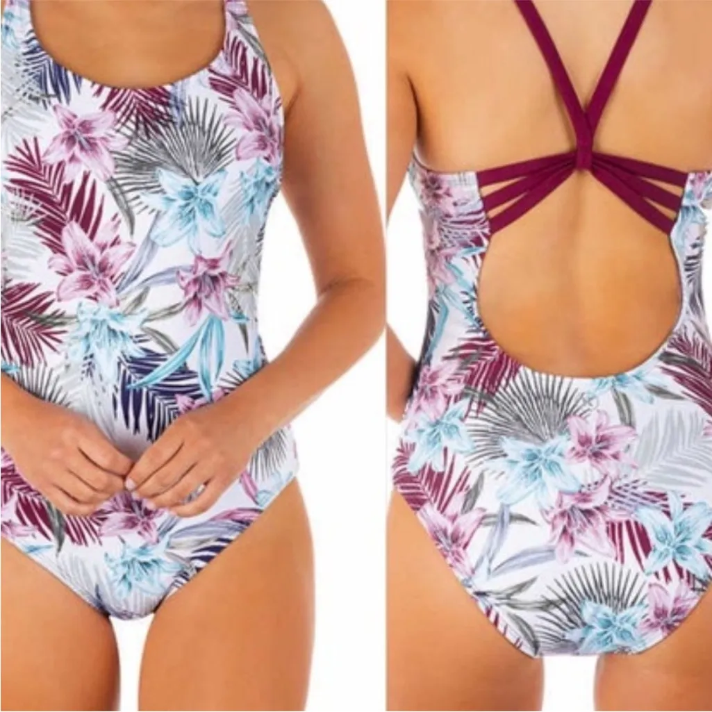 Hurley Floral One Piece Swimsuit Size Large - Image 2