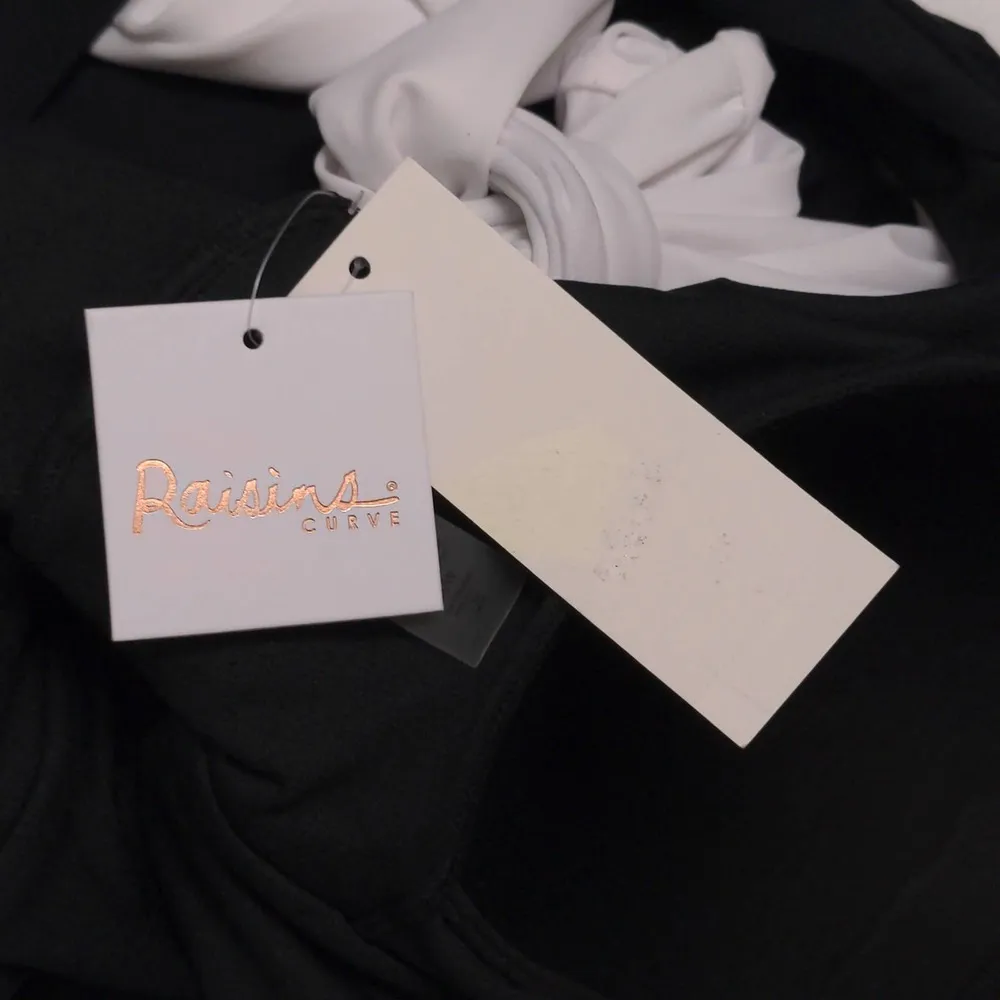 Raisins Curve Plus Size Faux Wrap One Piece Swimsuit Black White 20W New - Image 7