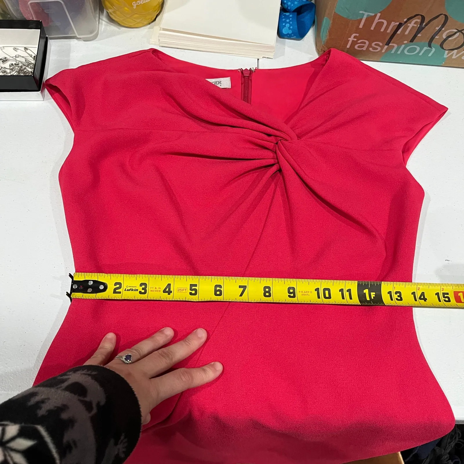 Kay Unger Pink Ruched Retro 60s Sheath Dress Knee Length Sexy Business 4 - Image 7