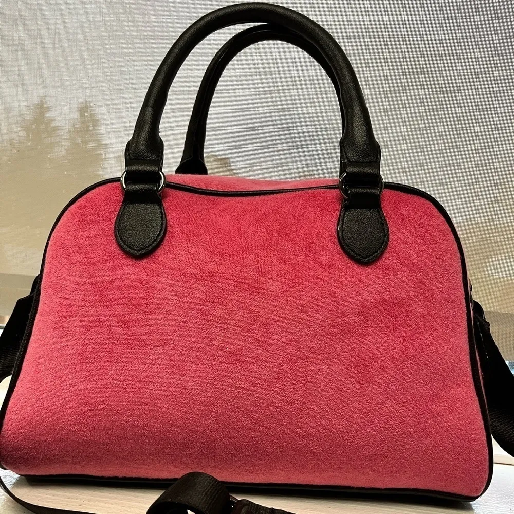 Juicy Couture Rising Star Bowler Bag Pink Flash Velvet Heart Logo NWT - Image 7