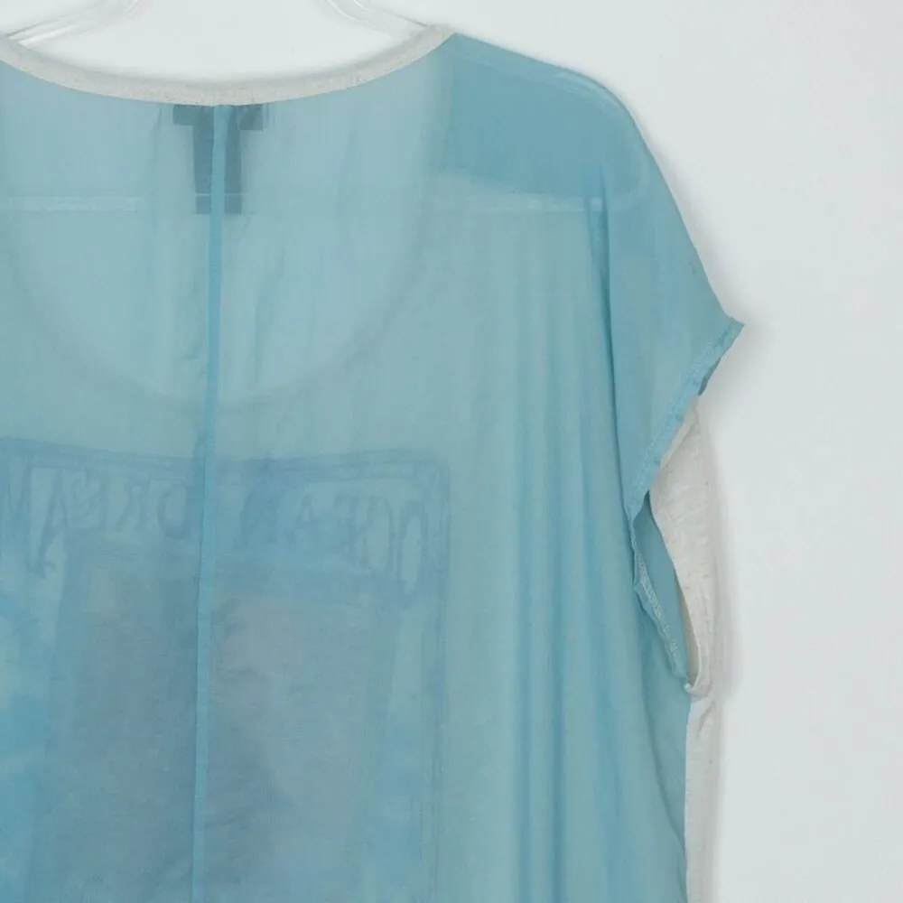 Lane Bryant Womens Ocean Dream Linen Blend Graphic Top Size 22/24 Coastal Beachy - Image 7