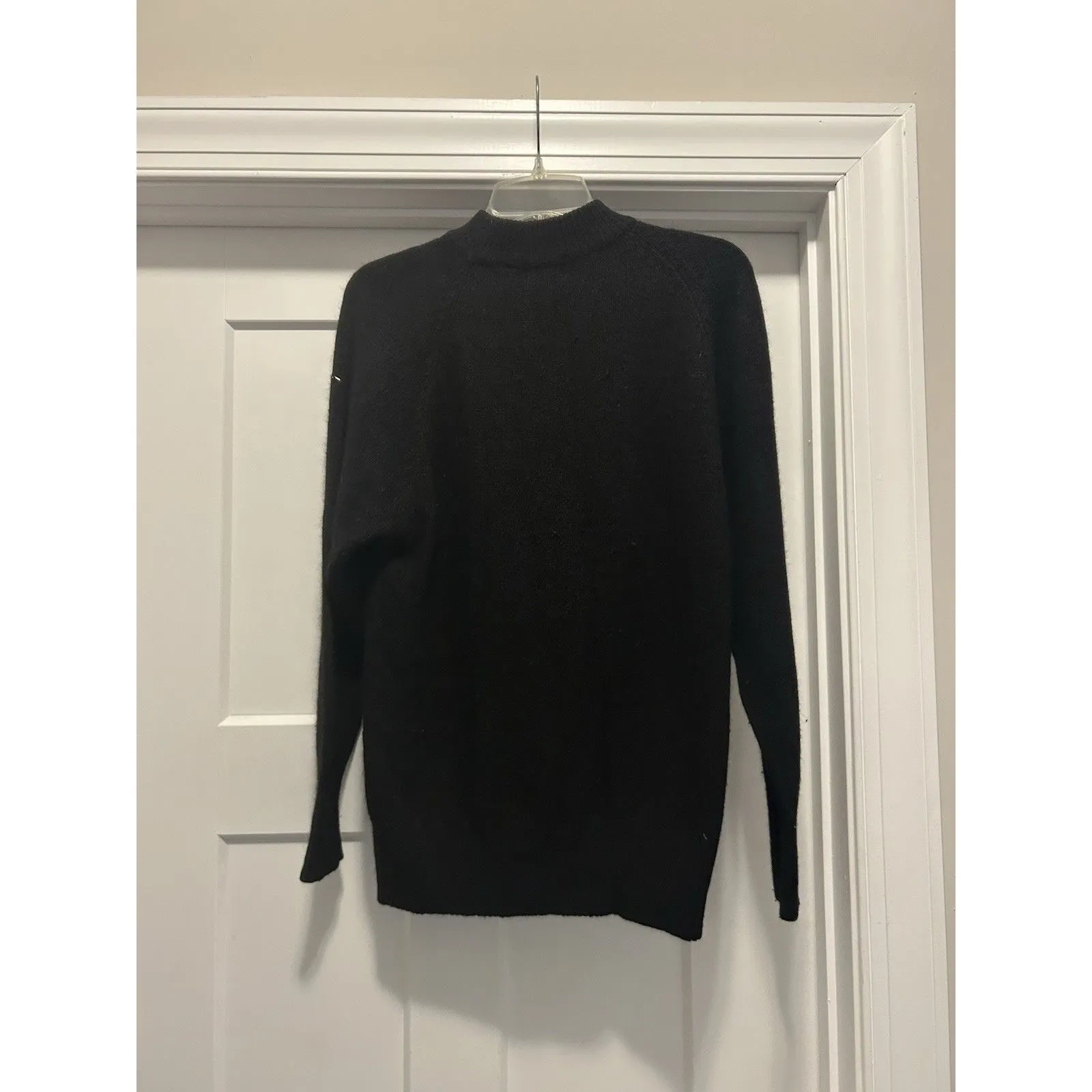 Women's Vintage 1990’s Silk Angora Wool Blend Pullover Mock Sweater Size Medium Black - Image 4