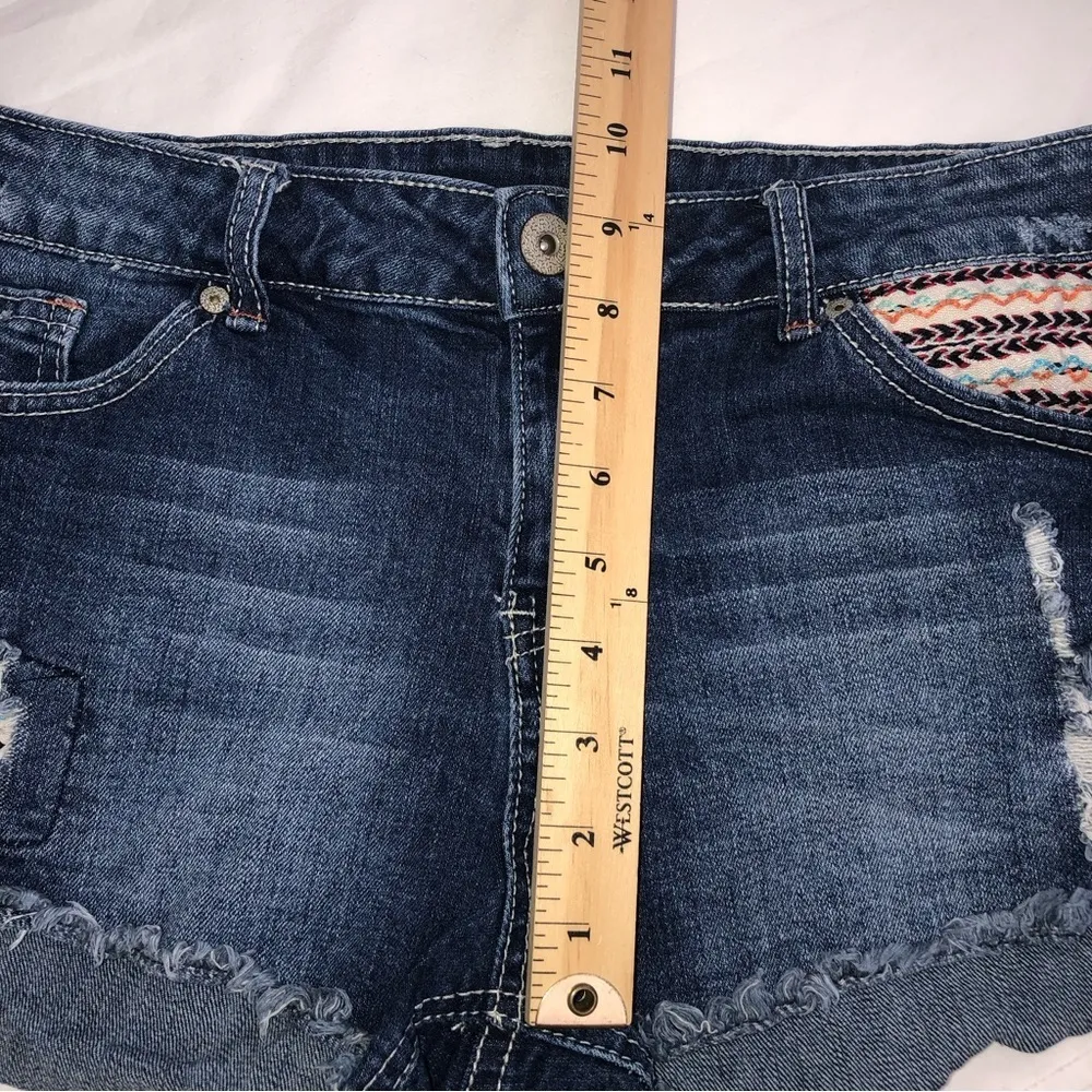 Red Camel Size 15 Jean Shorts Blue Embroidered Denim Stretch Boho Festival Beach - Image 7