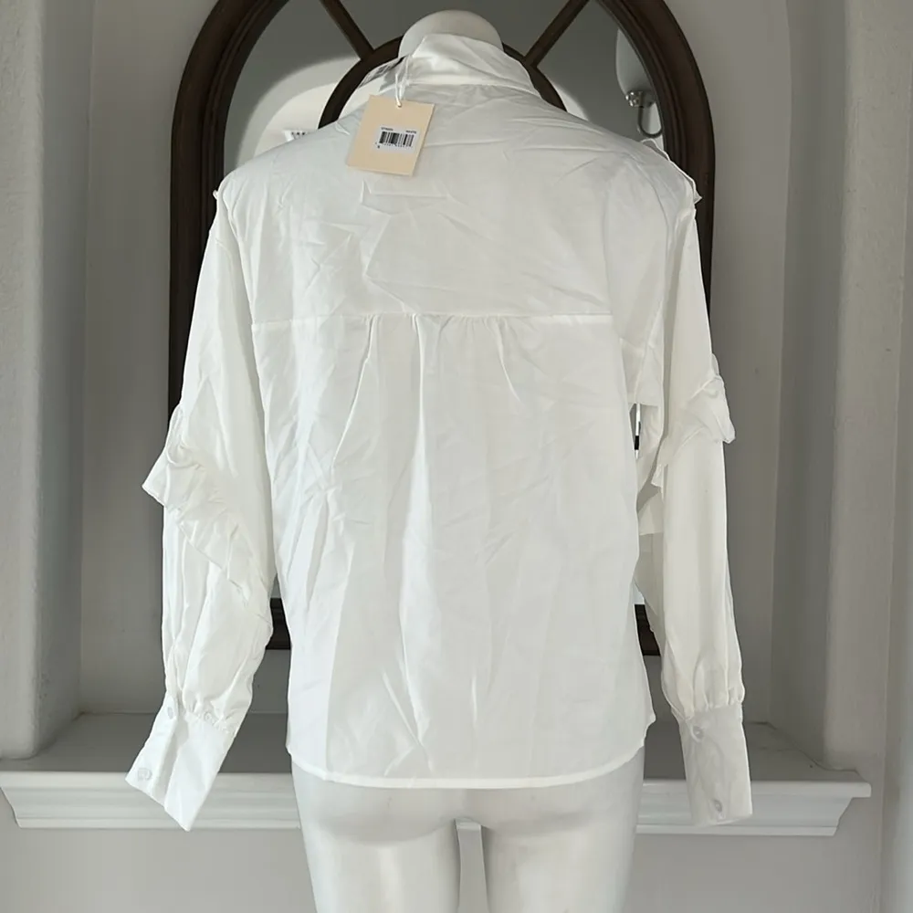 To My Lovers Ruffled Tie Sash Blouse in White, Size S New w/Tag $160 White - Image 6