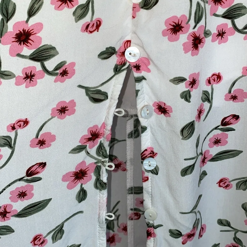 BEACH PARTY floral maxi dress smocked stretchy waist tassel strings size XXL White - Image 11