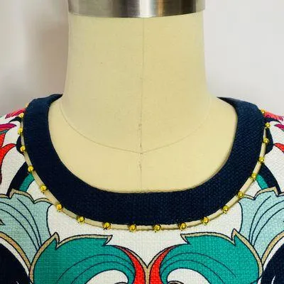 Printed Beaded Neck Dress - Image 7