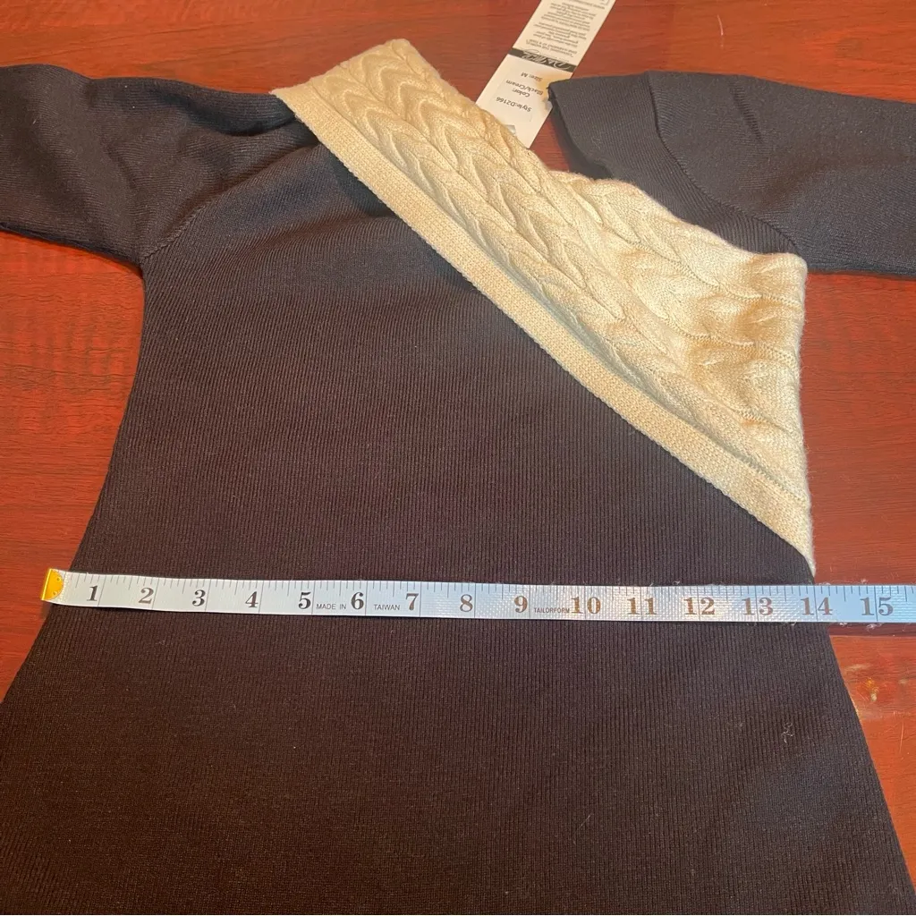 Dalia Macphee Long Sleeve Asymmetrical color block Maxi Sweater Dress black Sz M Size M - Image 11