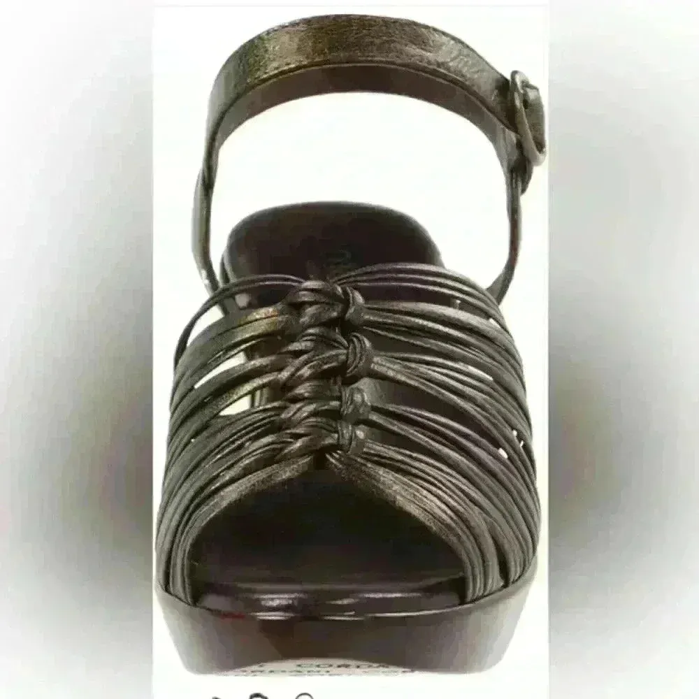 Cordani Calzature Women’s Brown Bronze Leather Strappy Wedge Sandals 41 US 9.5‎ - Image 2