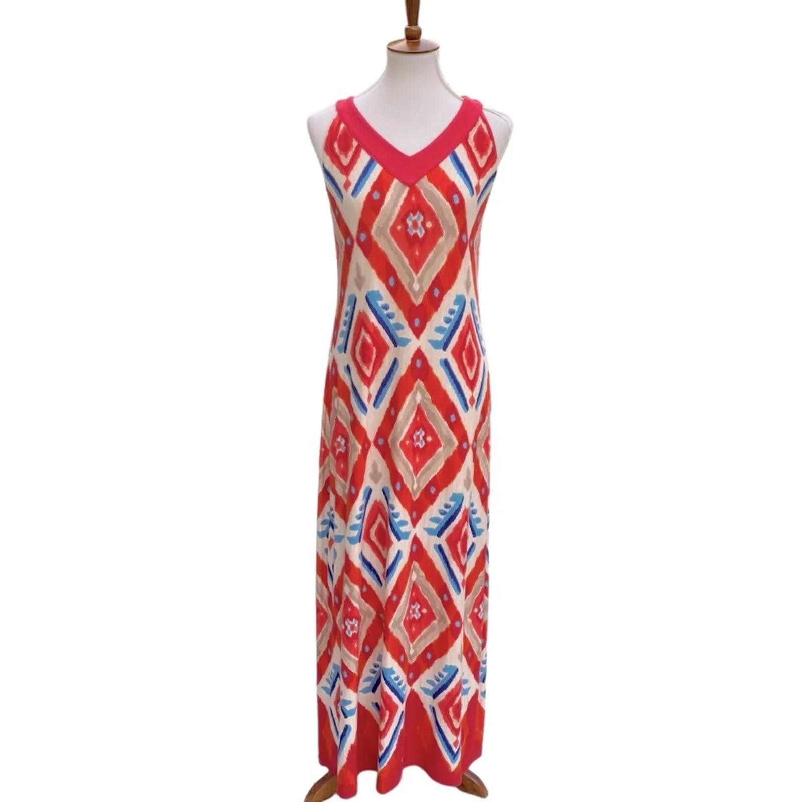 Chico's Medium Maxi Dress Boho Southwest Ikat long Dress Resortwear Vacation - Image 3
