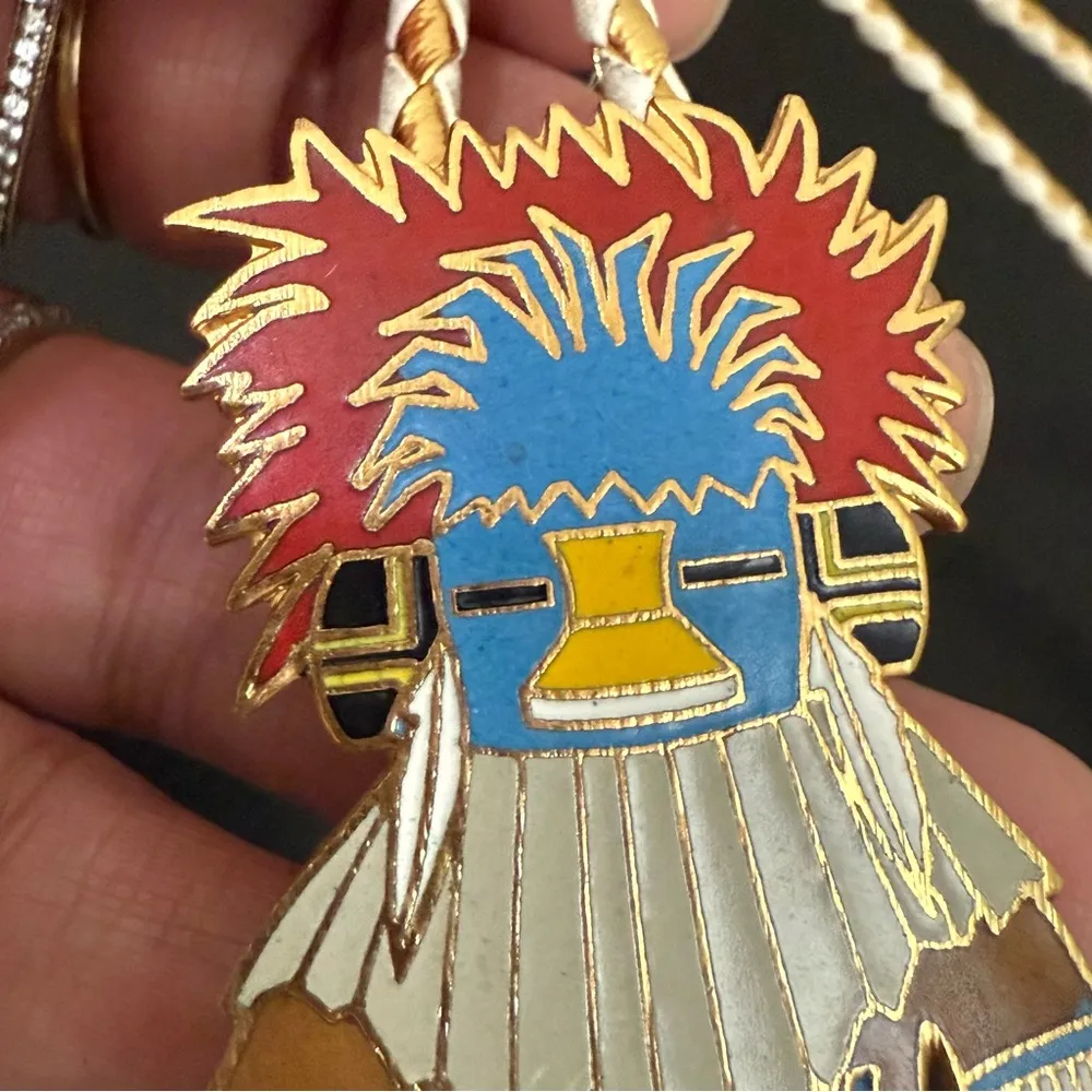 Vintage WSA 85 Babbar 1985 Masonic Kachina Dancer Bolo Tie Tucson Arizona Blue - Image 12